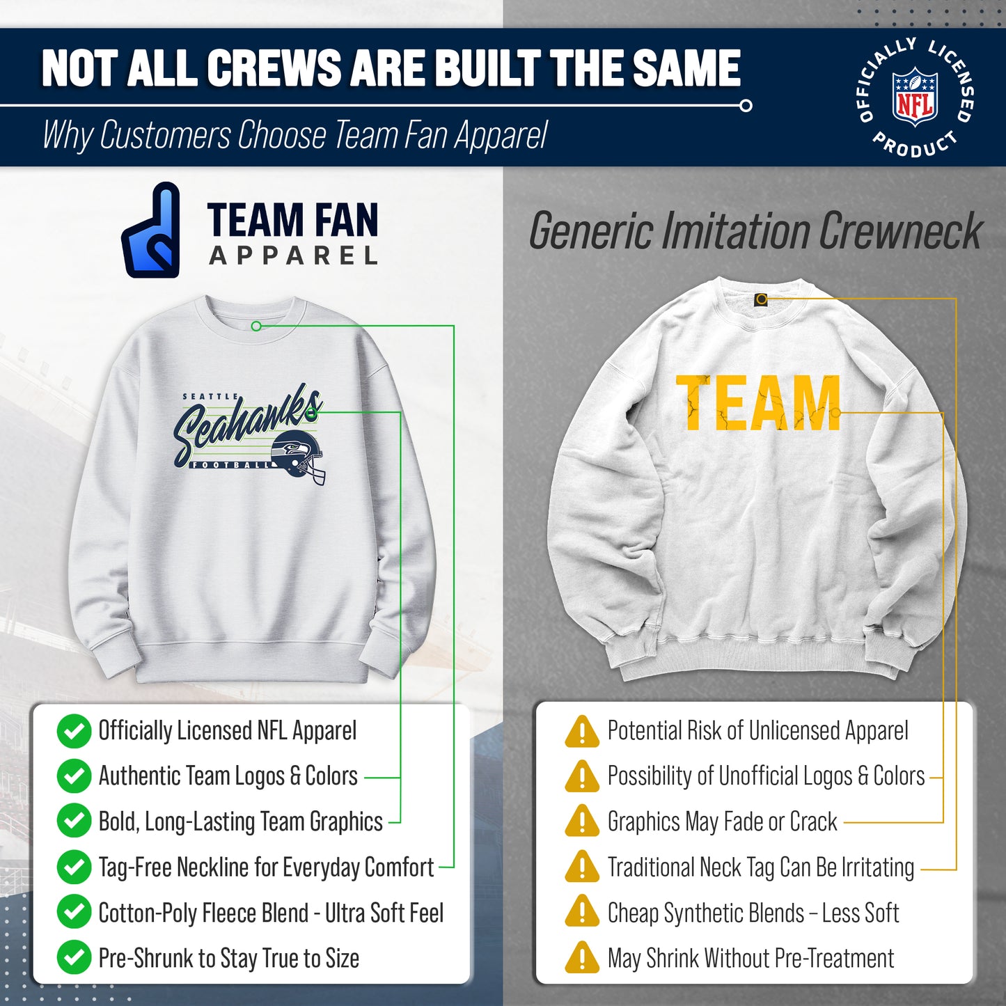 Seattle Seahawks Womens NFL Scrimmage Line Crewneck Pullover - Gray Heather