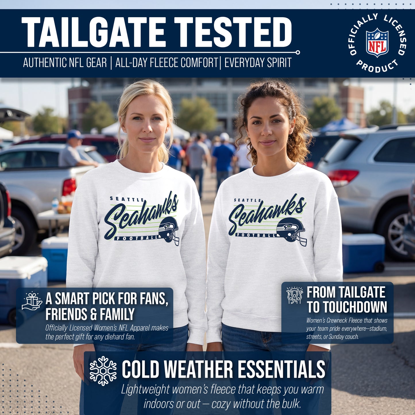 Seattle Seahawks Womens NFL Scrimmage Line Crewneck Pullover - Gray Heather