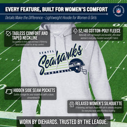 Seattle Seahawks Ladies NFL Scrimmage Line Fleece Pullover Hooded Sweatshirt - Gray Heather