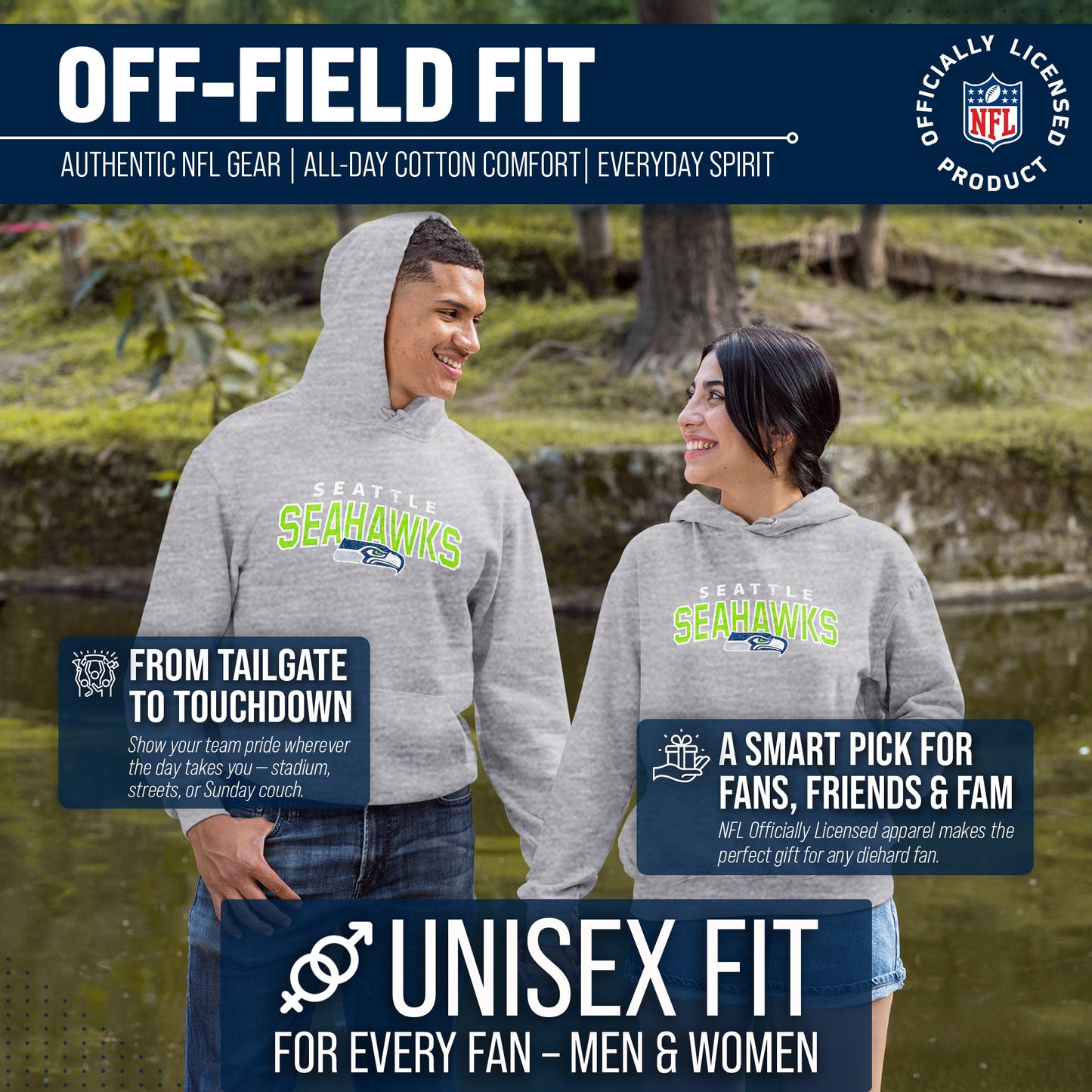 Seattle Seahawks NFL Adult Unisex Starting Fresh Ultra Soft Fleece Hooded Sweatshirt - Athletic Heather