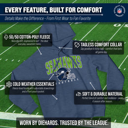 Seattle Seahawks NFL Adult Unisex All Star Soft Fleece Hooded Sweatshirt - Navy Heather