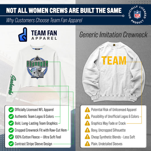 Seattle Seahawks  Women's Franchise Helmet Cut Crop Crewneck - White