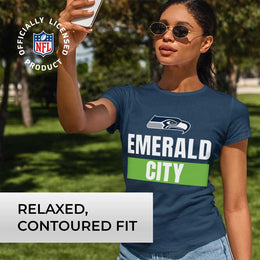 Seattle Seahawks NFL Womens Plus Size Team Slogan Short Sleeve T-Shirt - Navy