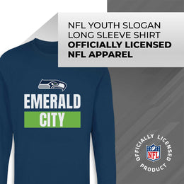 Seattle Seahawks NFL Youth Team Slogan crewneck Sweatshirt - Navy