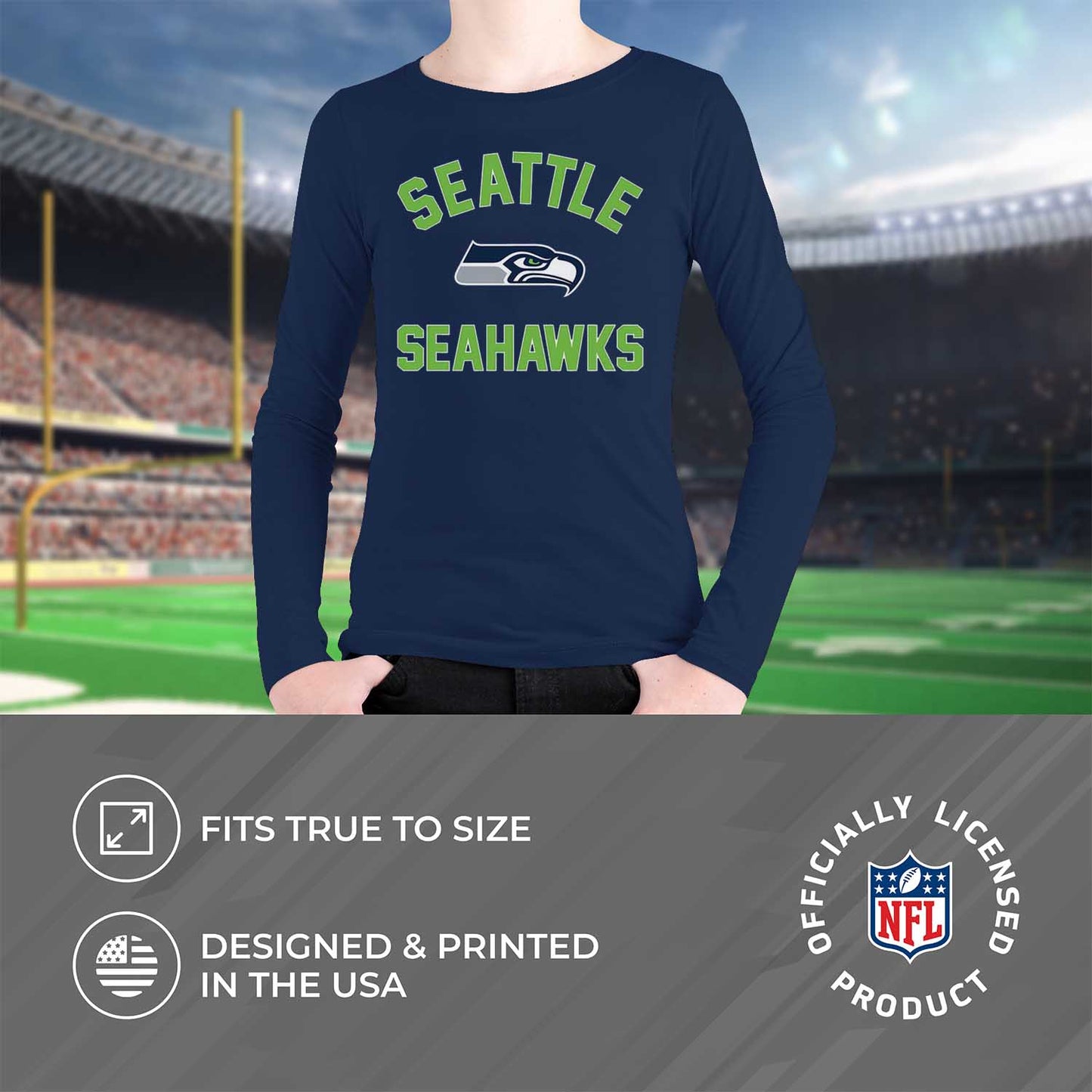 Seattle Seahawks NFL Gameday Youth Football Long Sleeve Shirt - Navy