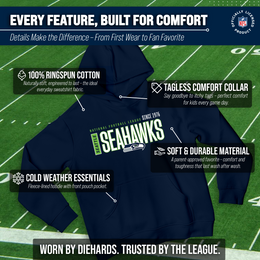 Seattle Seahawks  Youth Modern Endzone Football Fleece Hoodie - Navy
