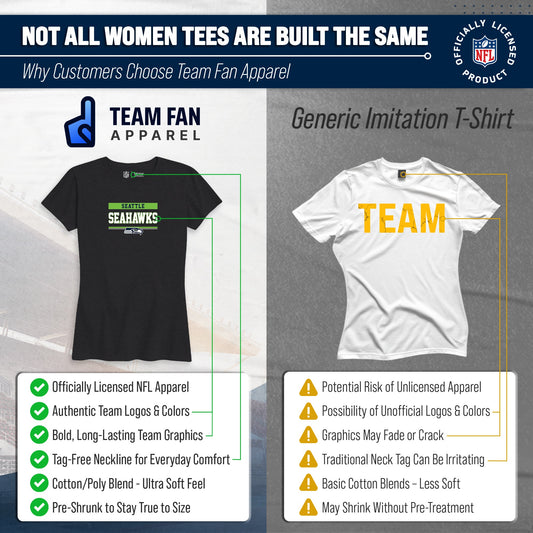 Seattle Seahawks NFL Women's Team Block Charcoal Tagless T-Shirt - Charcoal