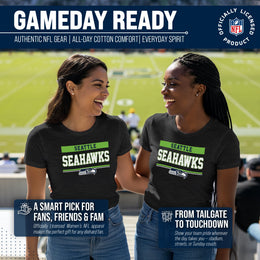 Seattle Seahawks NFL Women's Team Block Charcoal Tagless T-Shirt - Charcoal