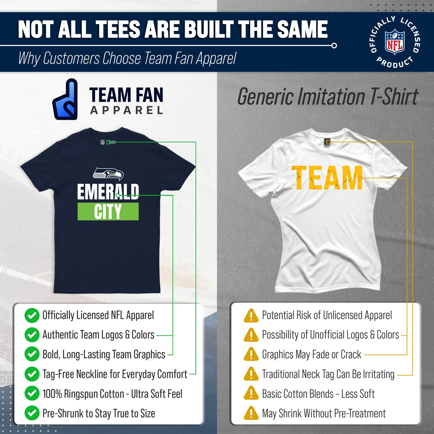Seattle Seahawks NFL Adult Team Slogan Unisex T-Shirt - Navy