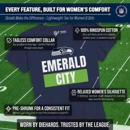 Seattle Seahawks NFL Womens Team Slogan Short Sleeve Tshirt - Navy