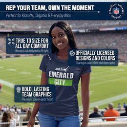 Seattle Seahawks NFL Womens Team Slogan Short Sleeve Tshirt - Navy