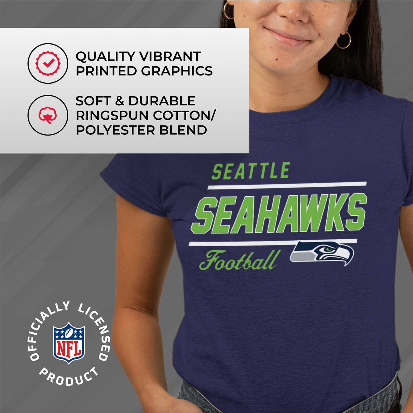 Seattle Seahawks NFL Womens Plus Size Relaxed Fit T-Shirt - Navy