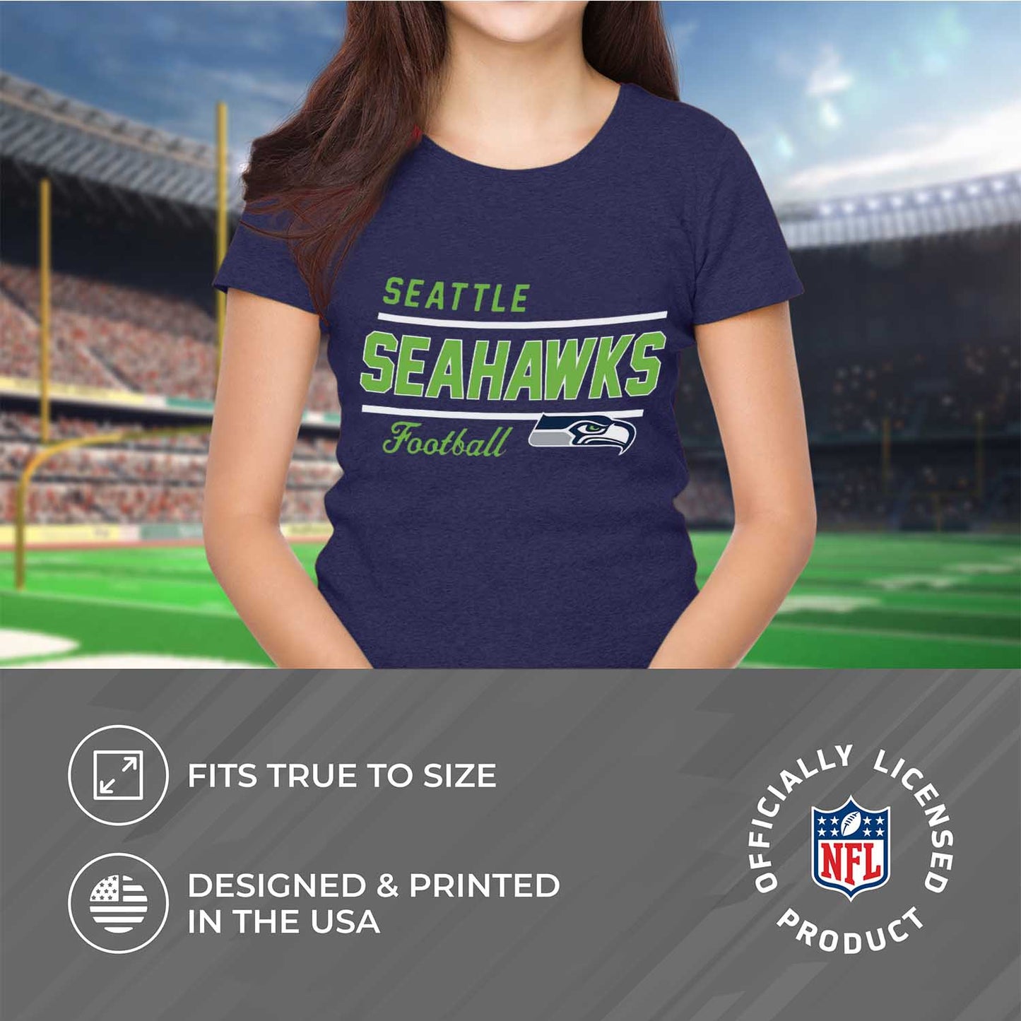 Seattle Seahawks NFL Womens Plus Size Relaxed Fit T-Shirt - Navy