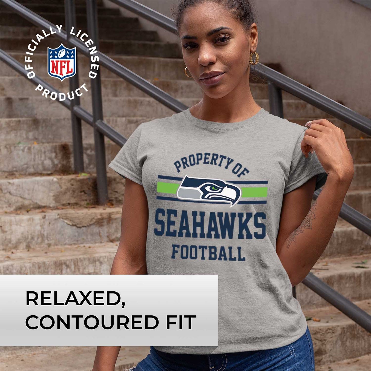 Seattle Seahawks NFL Women's Property Of Lightweight Plus Size T-Shirt - Sport Gray