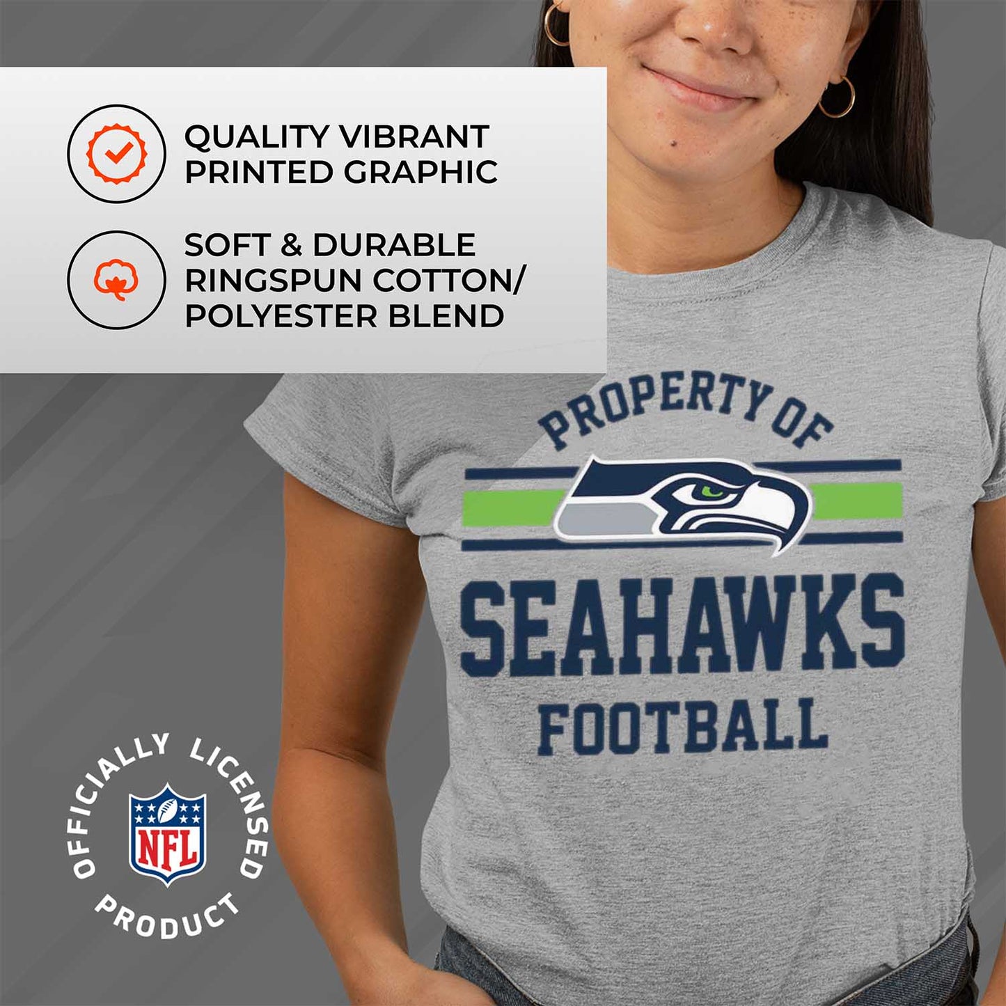Seattle Seahawks NFL Women's Property Of Lightweight Plus Size T-Shirt - Sport Gray