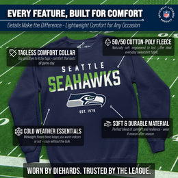 Seattle Seahawks Adult NFL Diagonal Fade Color Block Crewneck Sweatshirt - Navy
