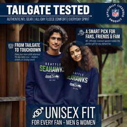 Seattle Seahawks Adult NFL Diagonal Fade Color Block Crewneck Sweatshirt - Navy