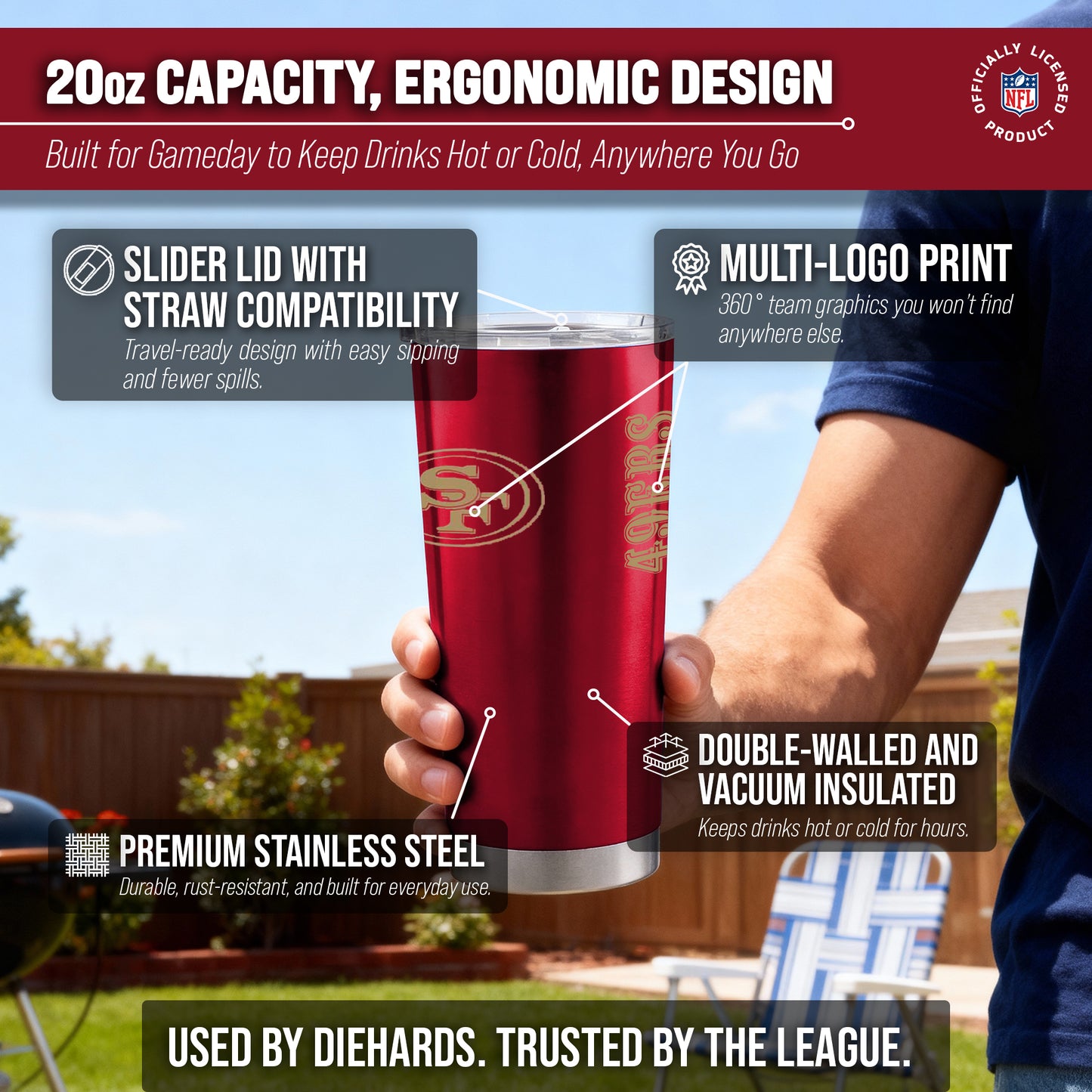 San Francisco 49ers NFL 20oz Gameday Stainless Steel Tumbler - Cardinal