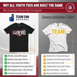 San Francisco 49ers NFL Youth Modern Endzone Football T-Shirt Unisex Tag Free Comfortable - Black