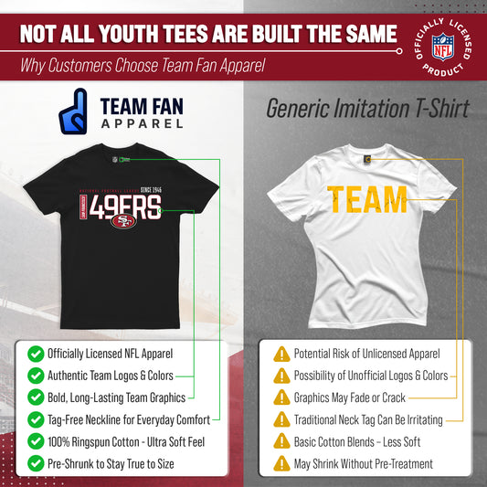 San Francisco 49ers NFL Youth Modern Endzone T-Shirt Unisex Boys Girls - Black