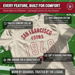 San Francisco 49ers NFL Adult Big Date Tag-Less T-Shirt - Natural