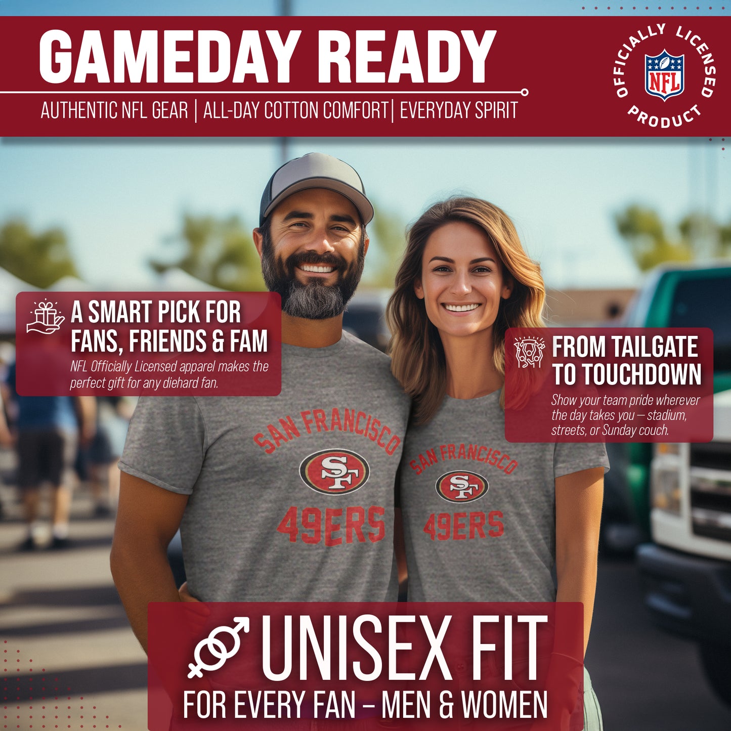San Francisco 49ers Team Fan Apparel NFL  Adult Gameday T-Shirt - Sport Gray