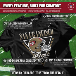 San Francisco 49ers NFL Adult Retro Triangle Unisex T-Shirt - Black