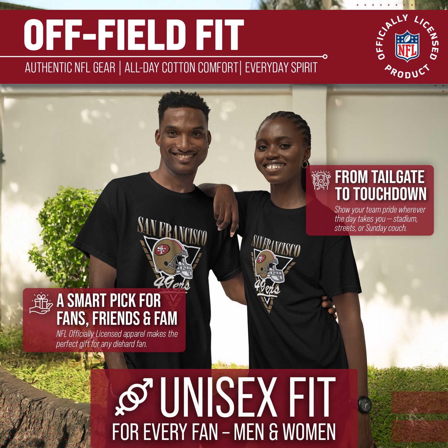 San Francisco 49ers NFL Adult Retro Triangle Unisex T-Shirt - Black