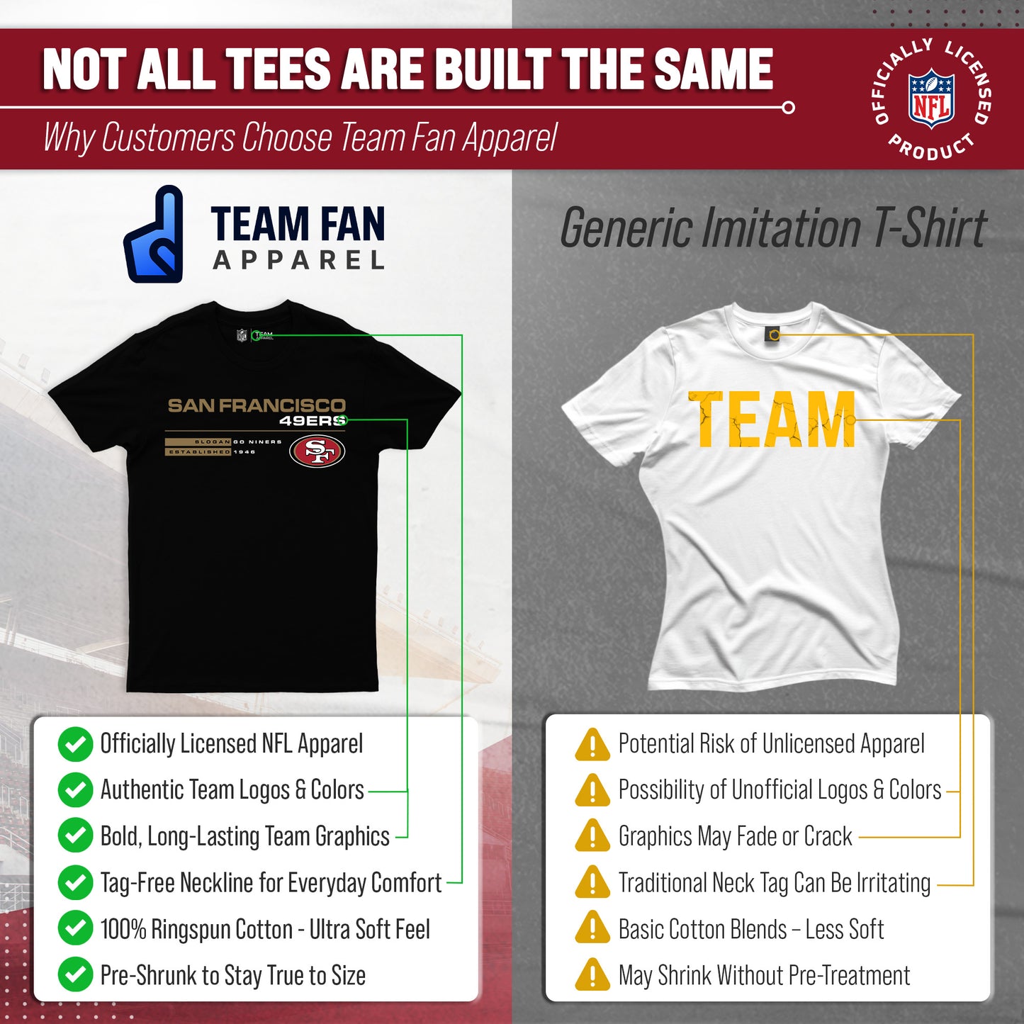 San Francisco 49ers Adult NFL Speed Stat Sheet T-Shirt - Black
