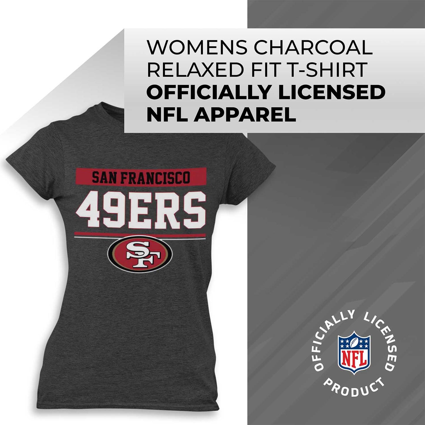 San Francisco 49ers NFL Women's Team Block Plus Sized Relaxed Fit T-Shirt - Charcoal
