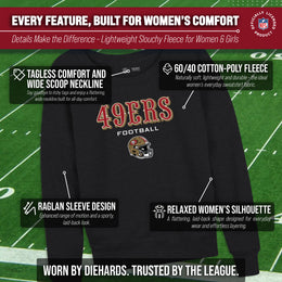 San Francisco 49ers NFL Womens Helmet French Terry Slouchy Top - Charcoal