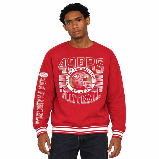 San Francisco 49ers  NFL Franchise Striped Rib Oversized Crewneck Men - Red