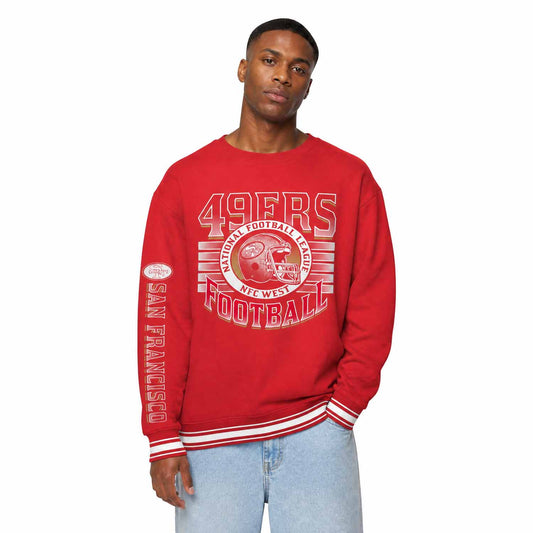 San Francisco 49ers NFL  Men's Franchise Striped Rib Oversized Crewneck - Red