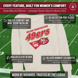 San Francisco 49ers NFL Womens Vintage Charm French Terry Slouchy Top - Birch