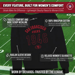 San Francisco 49ers NFL Womens Big Date French Terry Slouchy Top - Black