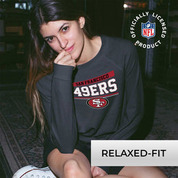 San Francisco 49ers NFL Womens Team Block French Terry Slouchy Top - Charcoal