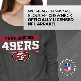 San Francisco 49ers NFL Womens Team Block French Terry Slouchy Top - Charcoal