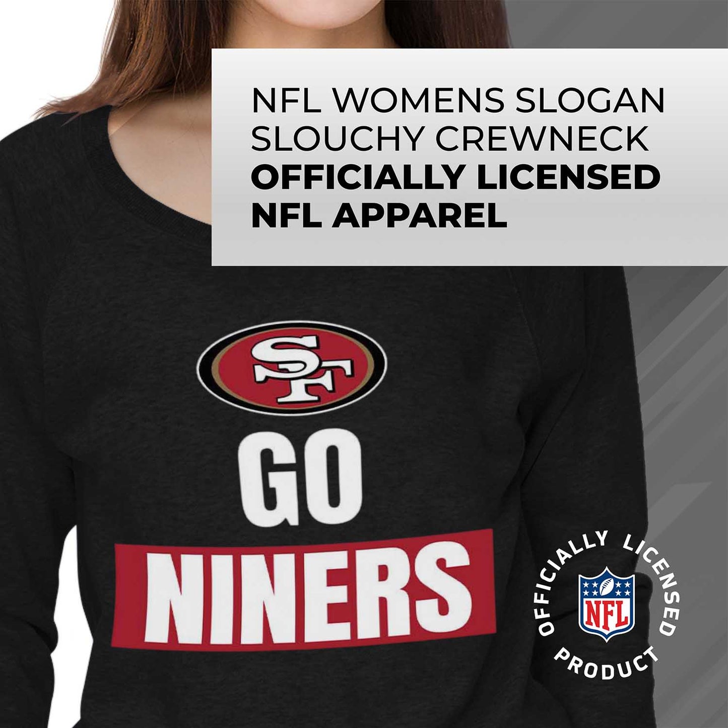 San Francisco 49ers NFL Womens Plus Size Team Slogan Crew Neck - Black