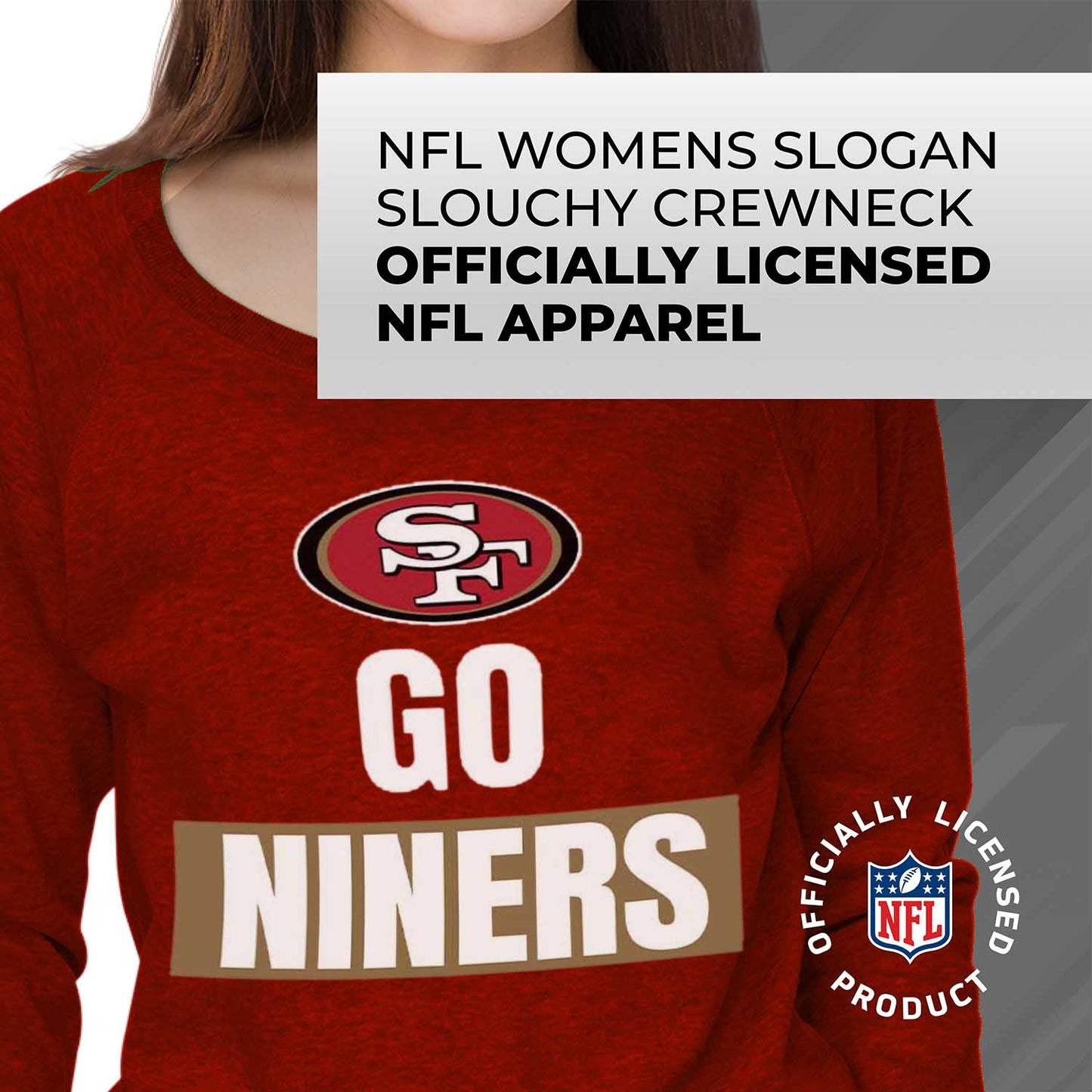 San Francisco 49ers NFL Womens Team Slogan Crew Neck - Red