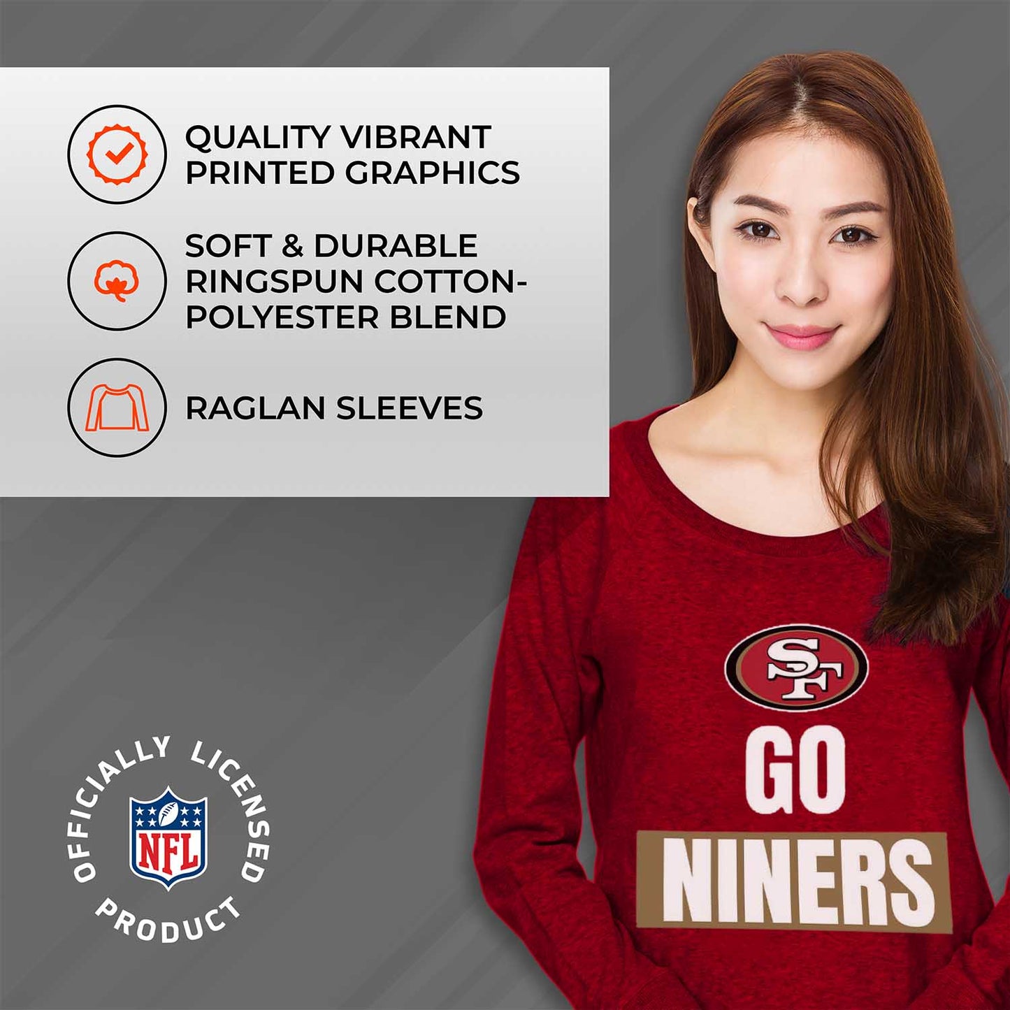 San Francisco 49ers NFL Womens Plus Size Team Slogan Crew Neck - Red