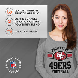 San Francisco 49ers NFL Womens Plus Size Property of Lightweight Crew Neck - Sport Gray