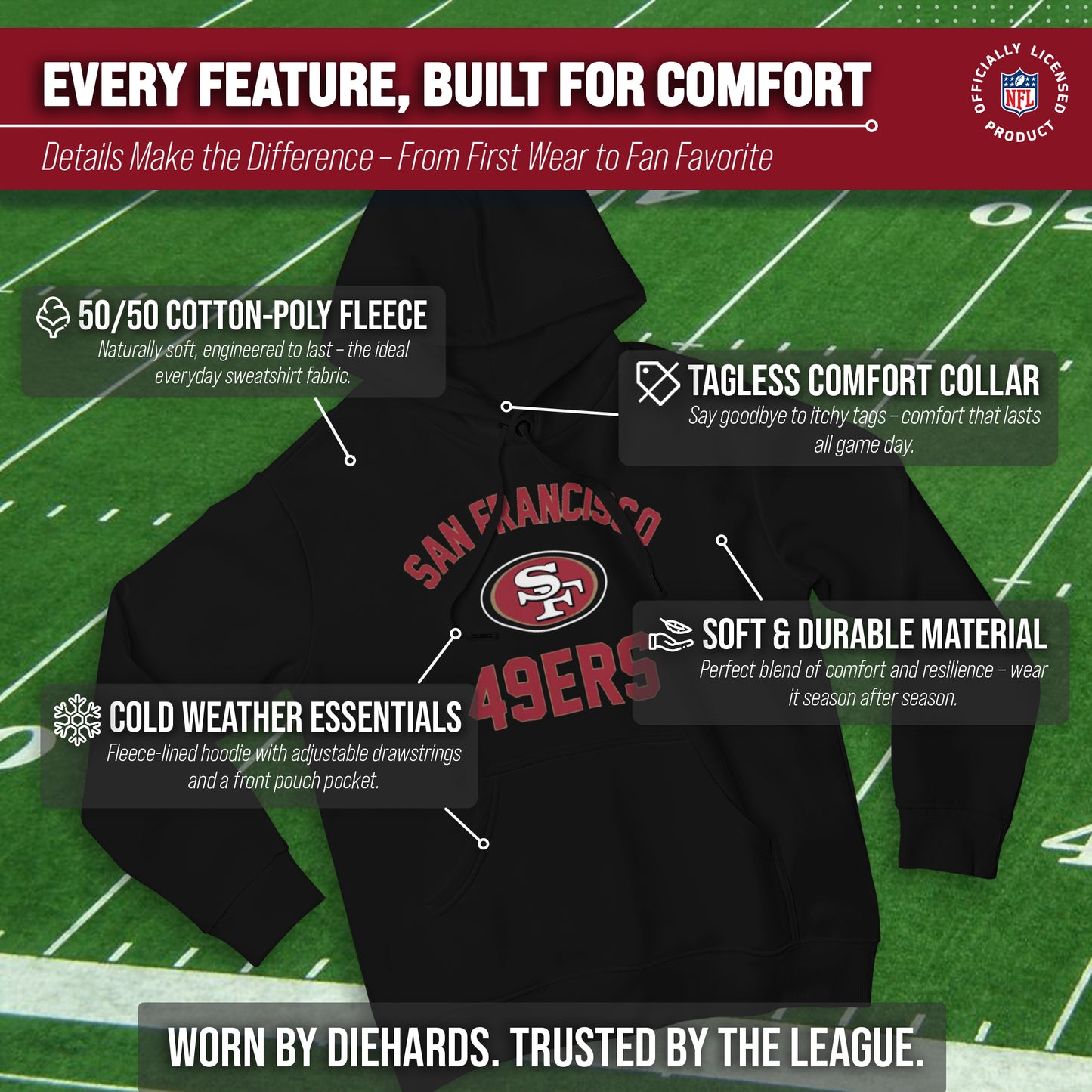 San Francisco 49ers Team Fan Apparel NFL  Gameday Hoodie - Black