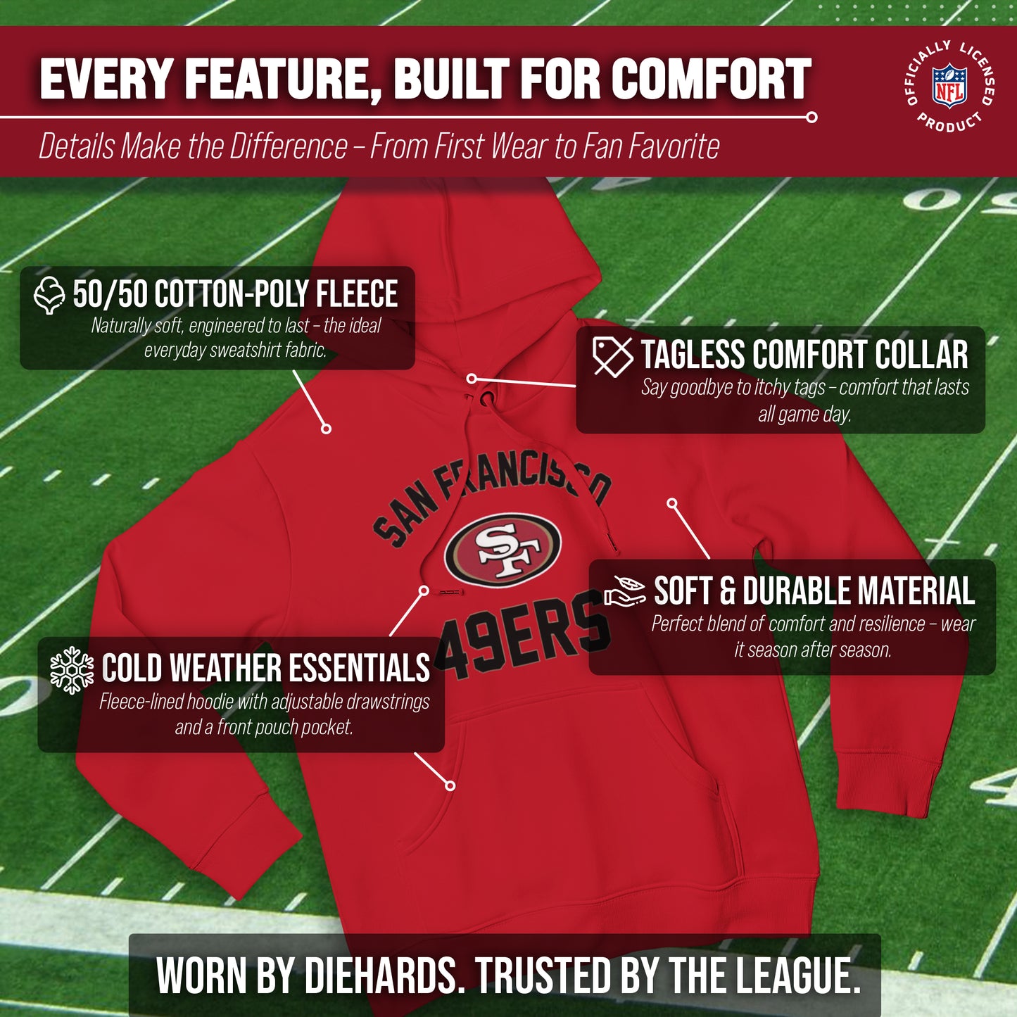 San Francisco 49ers Team Fan Apparel NFL  Gameday Hoodie - Red