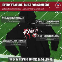San Francisco 49ers NFL Adult Unisex Retro Script Ultra Soft Fleece Hooded Sweatshirt - Black
