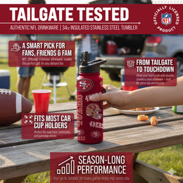 San Francisco 49ers NFL 34oz Quencher Stainless Steel Insulated Water Bottle - Cardinal