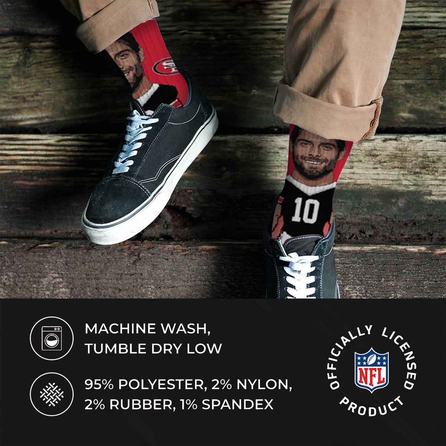 San Francisco 49ers FBF NFL Youth V Curve MVP Player Crew Socks - RED #10