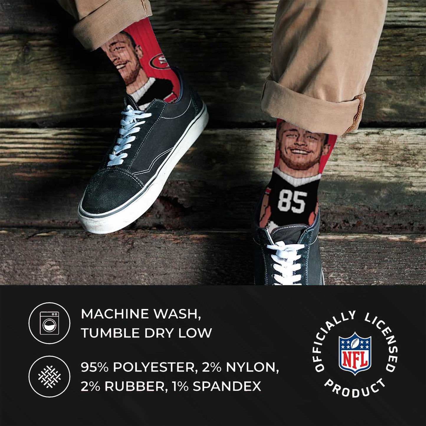 San Francisco 49ers FBF NFL Youth V Curve MVP Player Crew Socks - Red