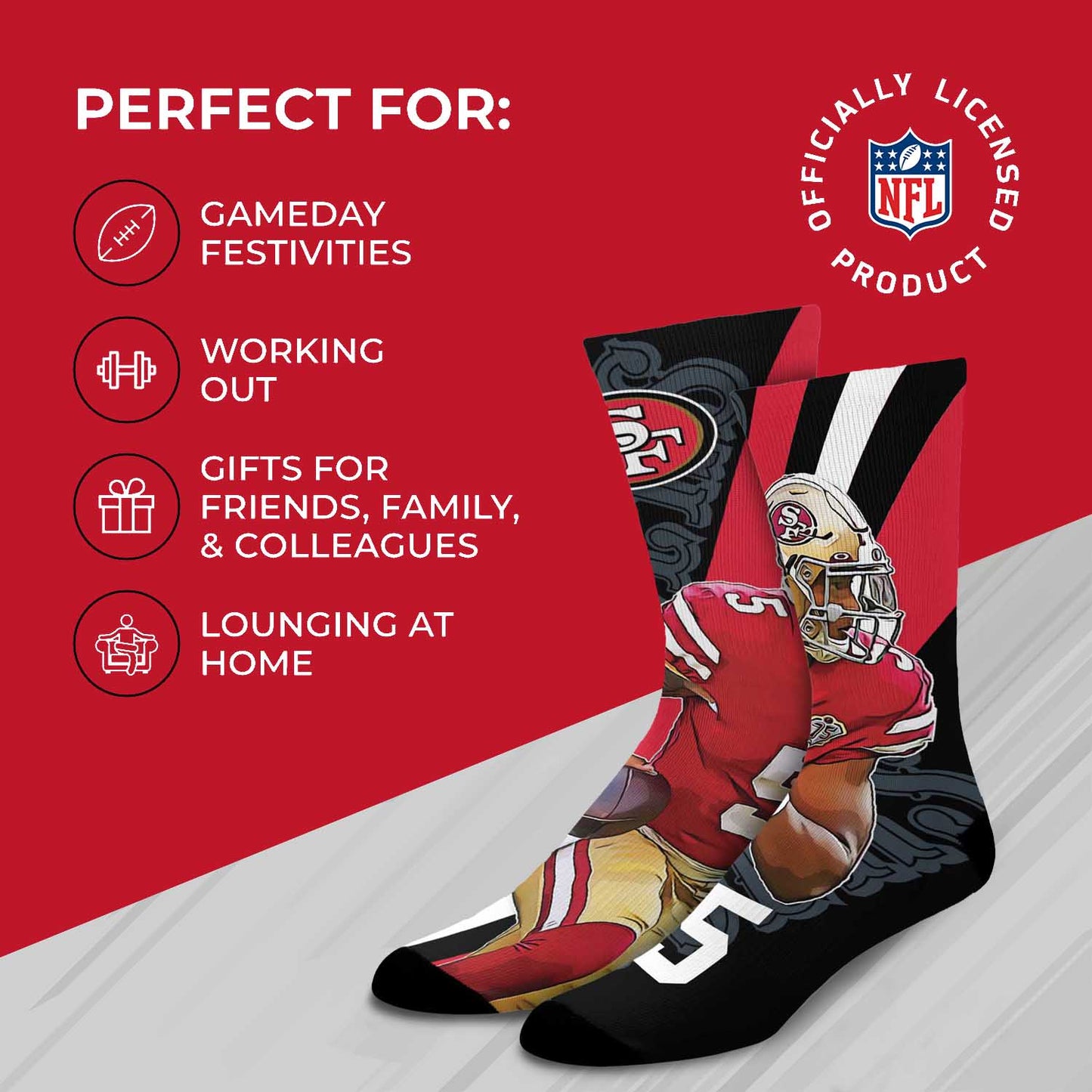 San Francisco 49ers NFL Adult Player Stripe Sock - Black #5