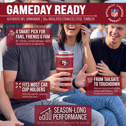 San Francisco 49ers  30 oz Stripe Powder Coat Tumbler | NFL Stainless - Cardinal