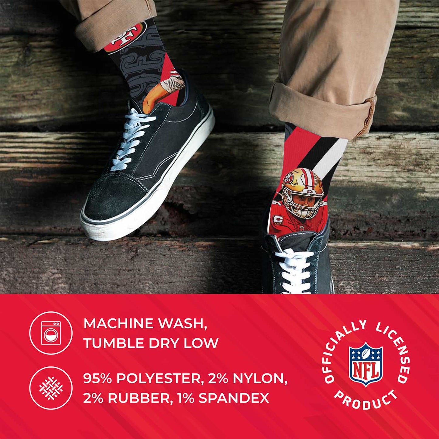 San Francisco 49ers NFL Youth Player Stripe Sock - Black